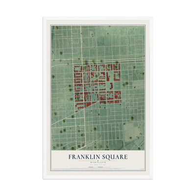 Map of Franklin Square, Maryland, 12 x 18 inch print in a white wood frame
