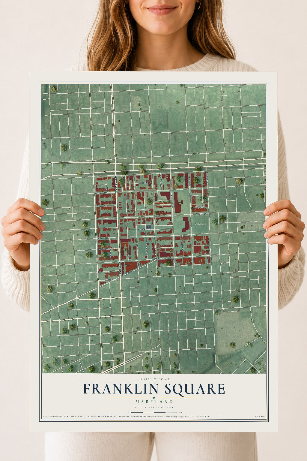 Map of Franklin Square, Maryland, 18 x 24 inch unframed archival matte print