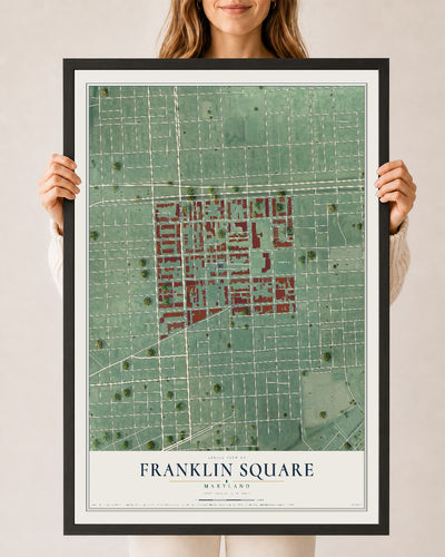 Map of Franklin Square, Maryland, 24 x 36 inch print in a black wood frame