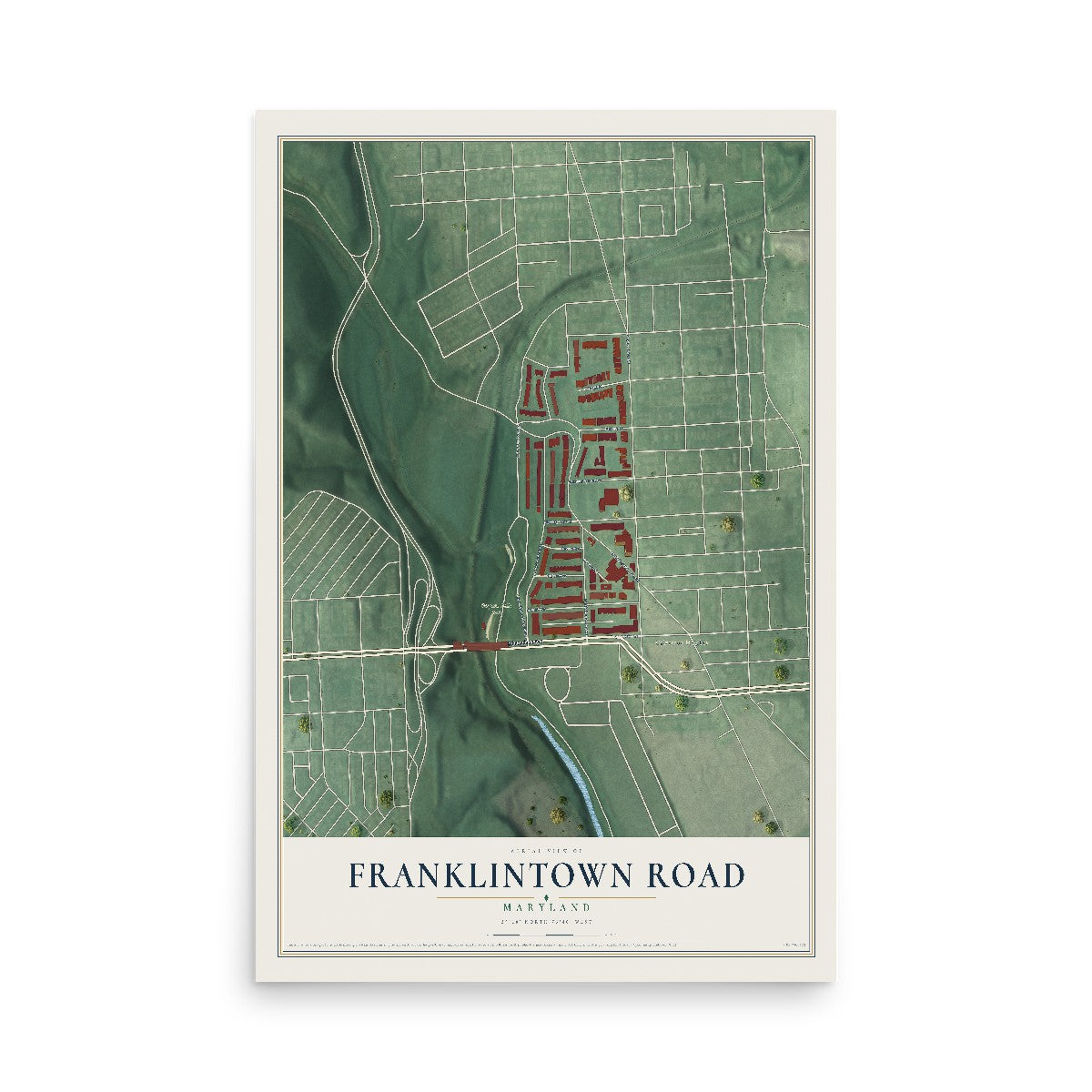 Map of Franklintown Road, Maryland, 12 x 18 inch unframed archival matte print