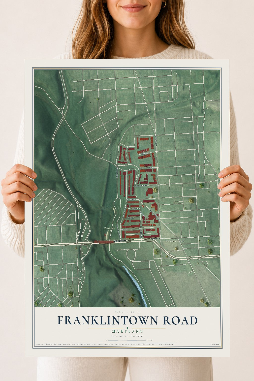 Map of Franklintown Road, Maryland, 18 x 24 inch unframed archival matte print