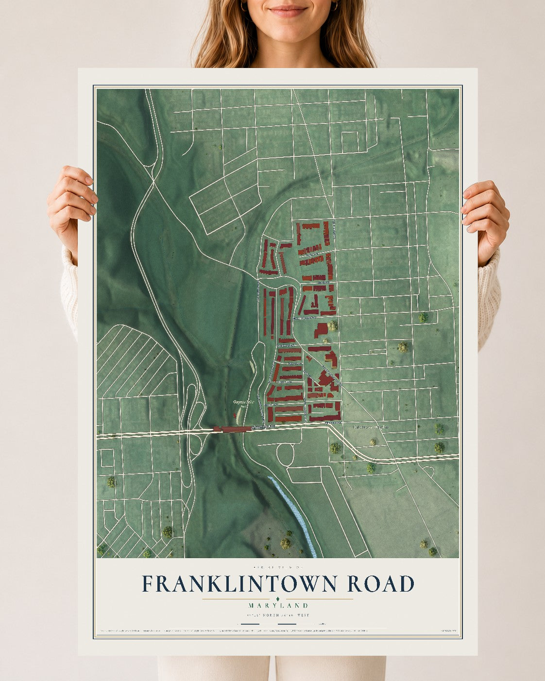 Map of Franklintown Road, Maryland, 24 x 36 inch unframed archival matte print