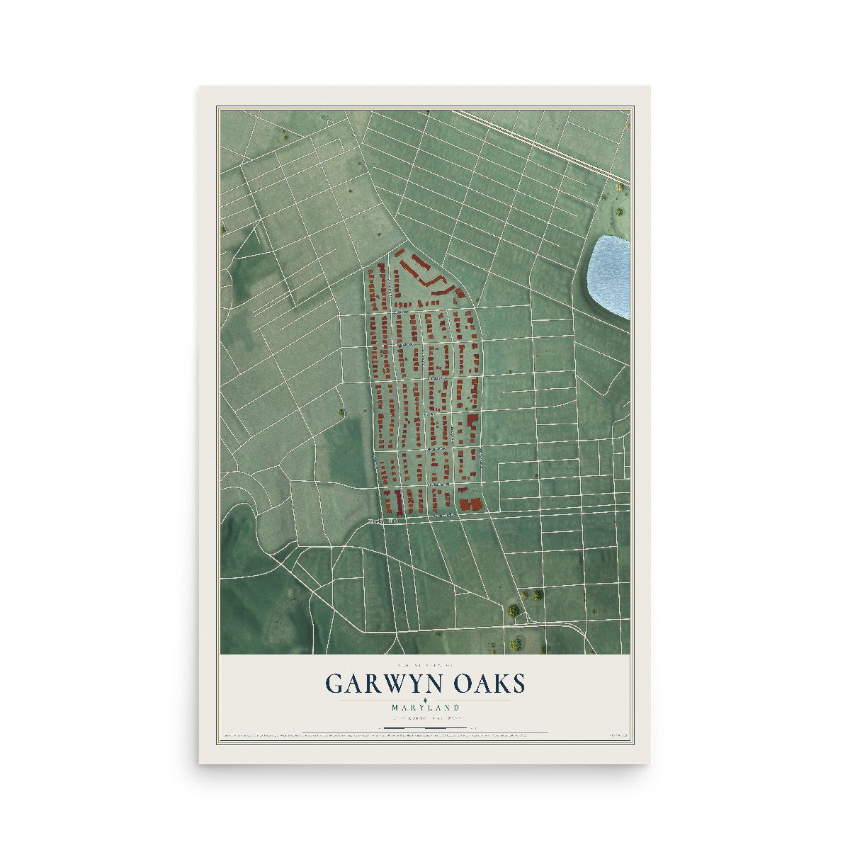 Map of Garwyn Oaks, Maryland, 12 x 18 inch unframed archival matte print