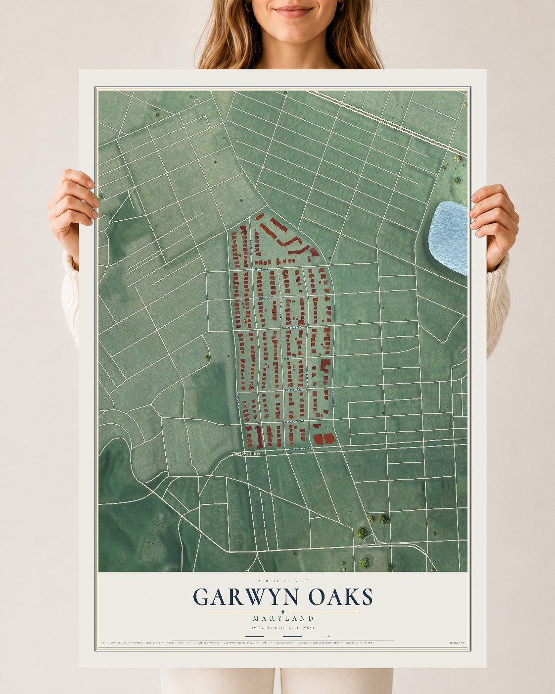 Map of Garwyn Oaks, Maryland, 24 x 36 inch unframed archival matte print