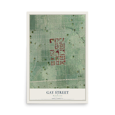 Map of Gay Street, Maryland, 12 x 18 inch unframed archival matte print