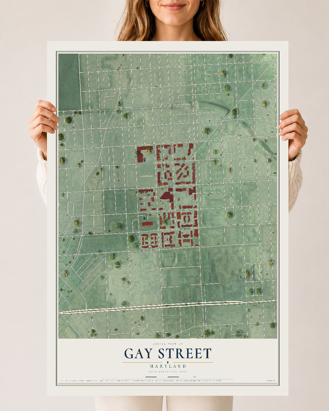 Map of Gay Street, Maryland, 24 x 36 inch unframed archival matte print