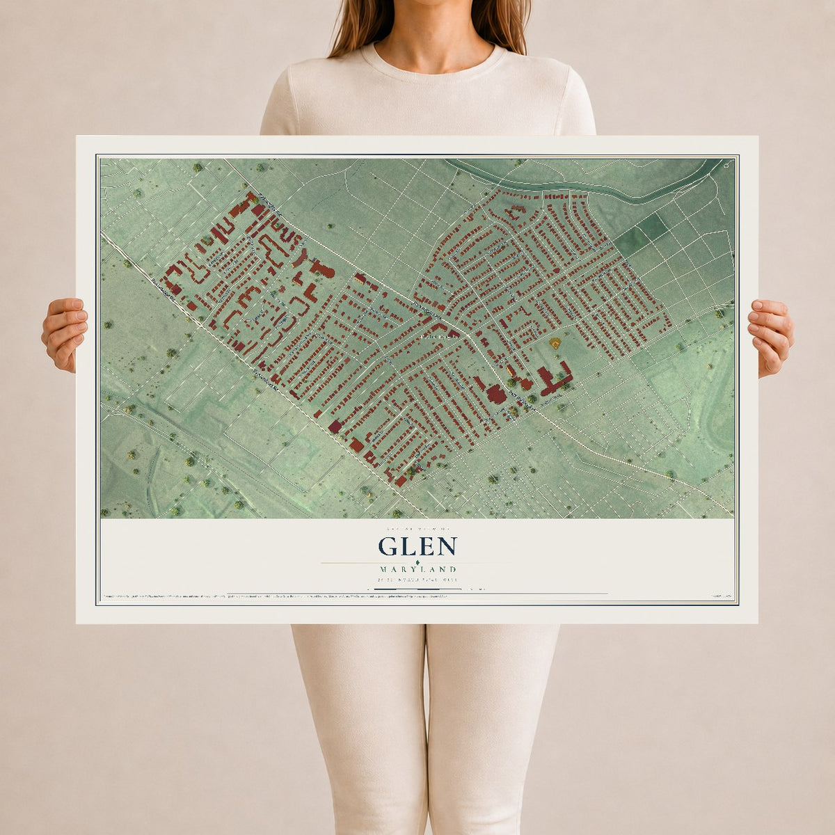 Map of Glen, Maryland, 24 x 36 inch unframed archival matte print