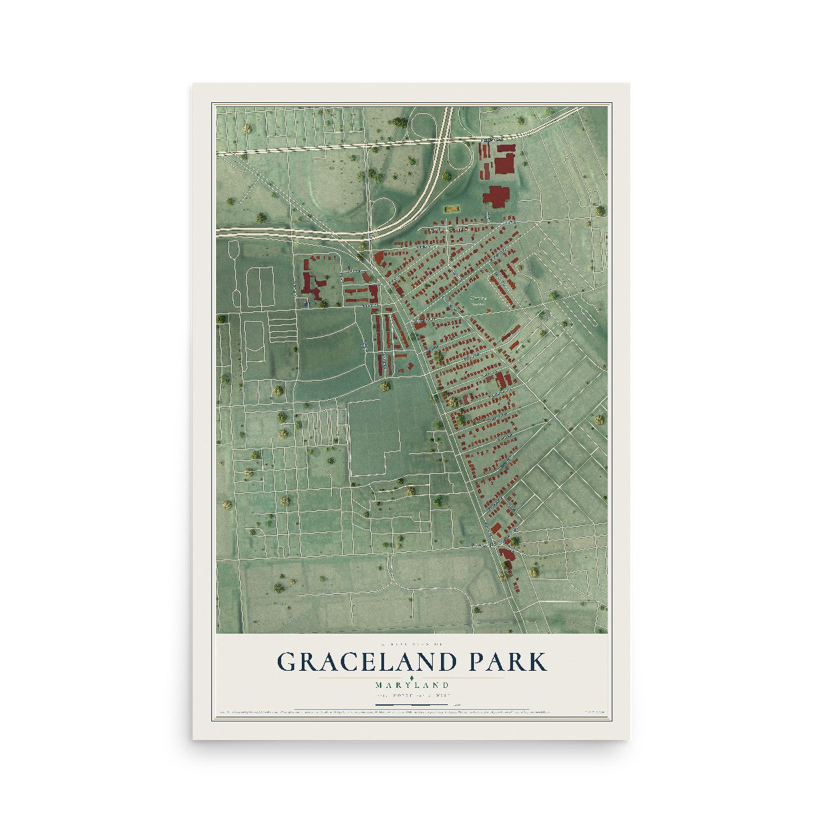 Map of Graceland Park, Maryland, 12 x 18 inch unframed archival matte print