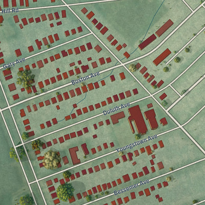 Second close-up of the map of Graceland Park, Maryland print showing more streets and buildings