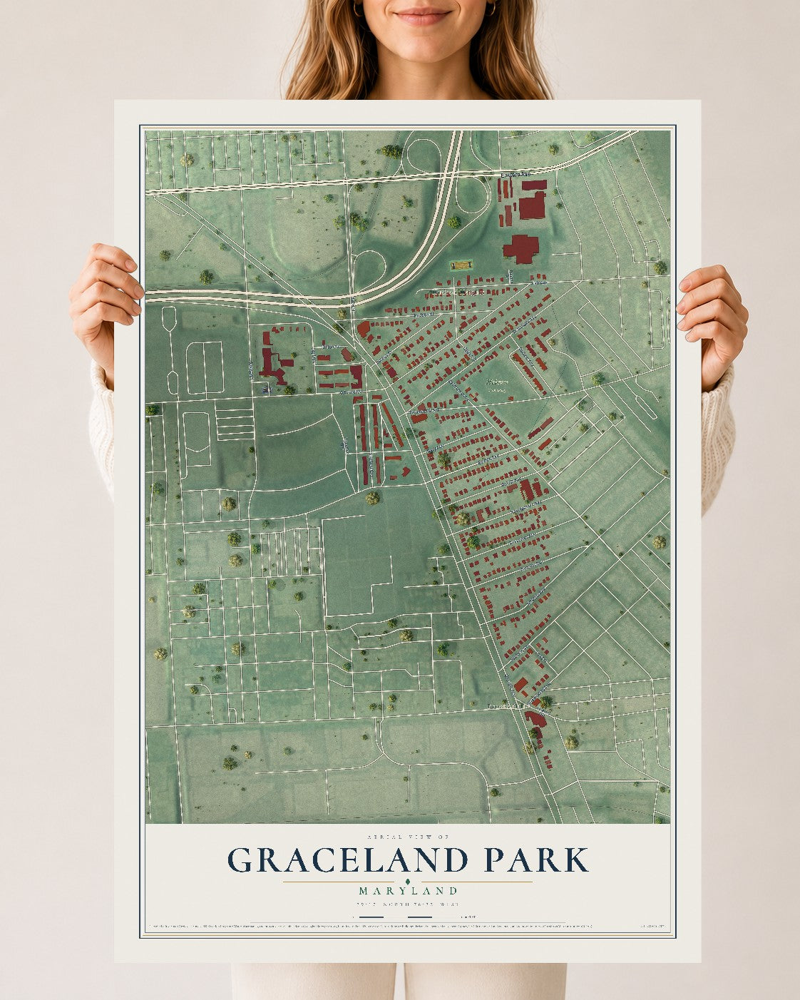 Map of Graceland Park, Maryland, 24 x 36 inch unframed archival matte print