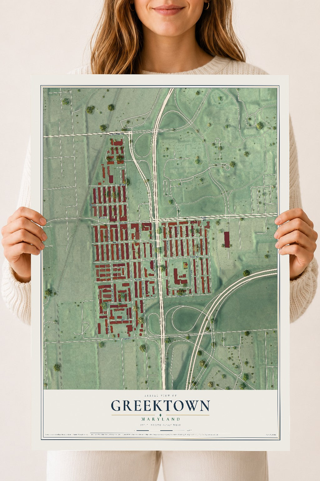 Map of Greektown, Maryland, 18 x 24 inch unframed archival matte print