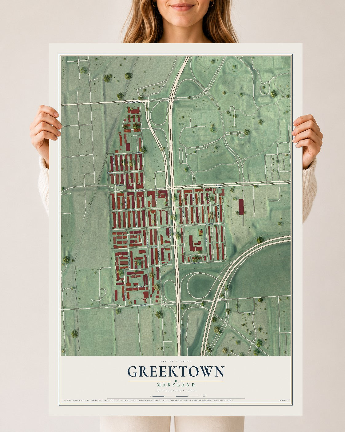 Map of Greektown, Maryland, 24 x 36 inch unframed archival matte print