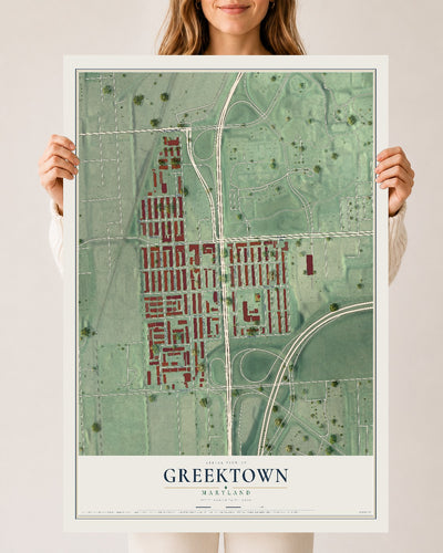 Map of Greektown, Maryland, 24 x 36 inch unframed archival matte print