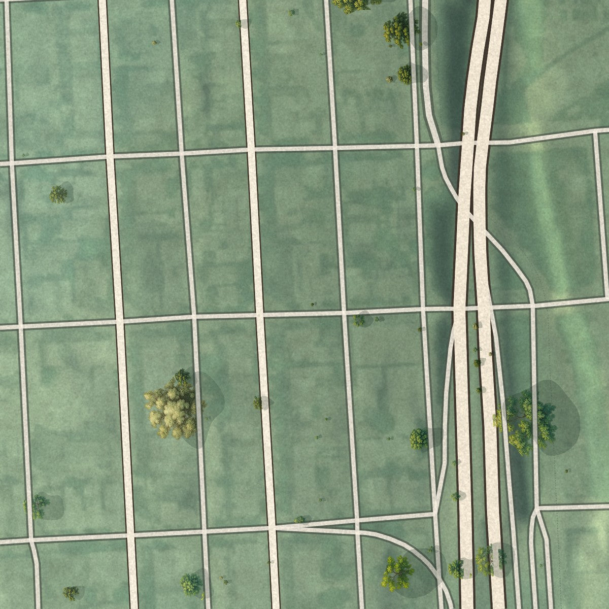 Close-up of the map of Greenmount Cemetery, Maryland print showing street and building detail