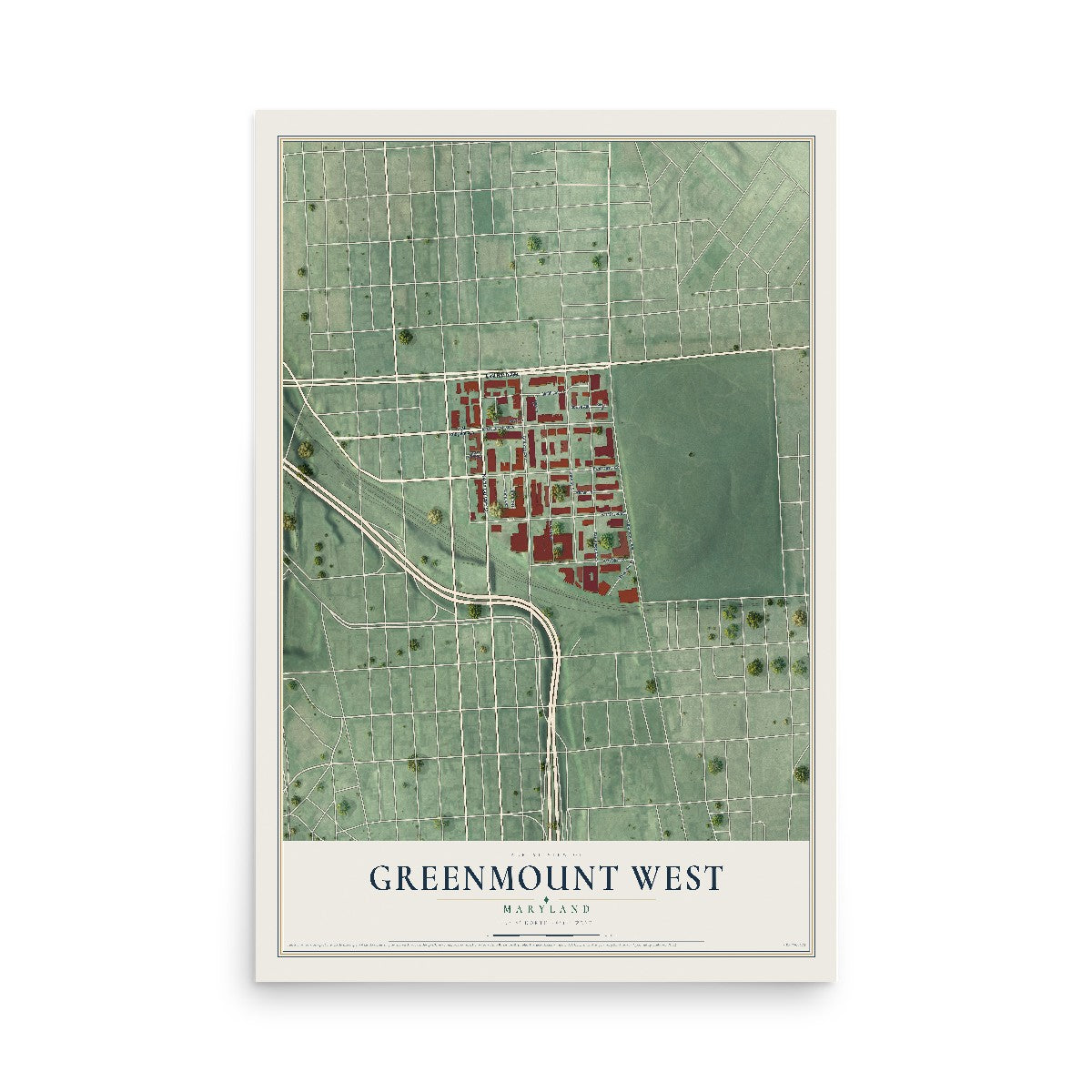 Map of Greenmount West, Maryland, 12 x 18 inch unframed archival matte print
