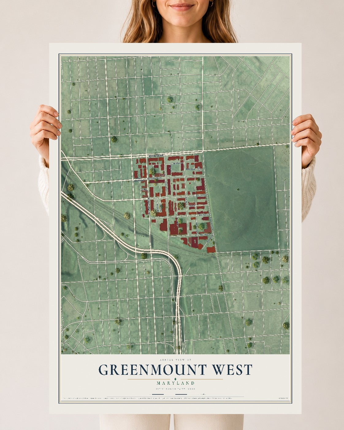 Map of Greenmount West, Maryland, 24 x 36 inch unframed archival matte print