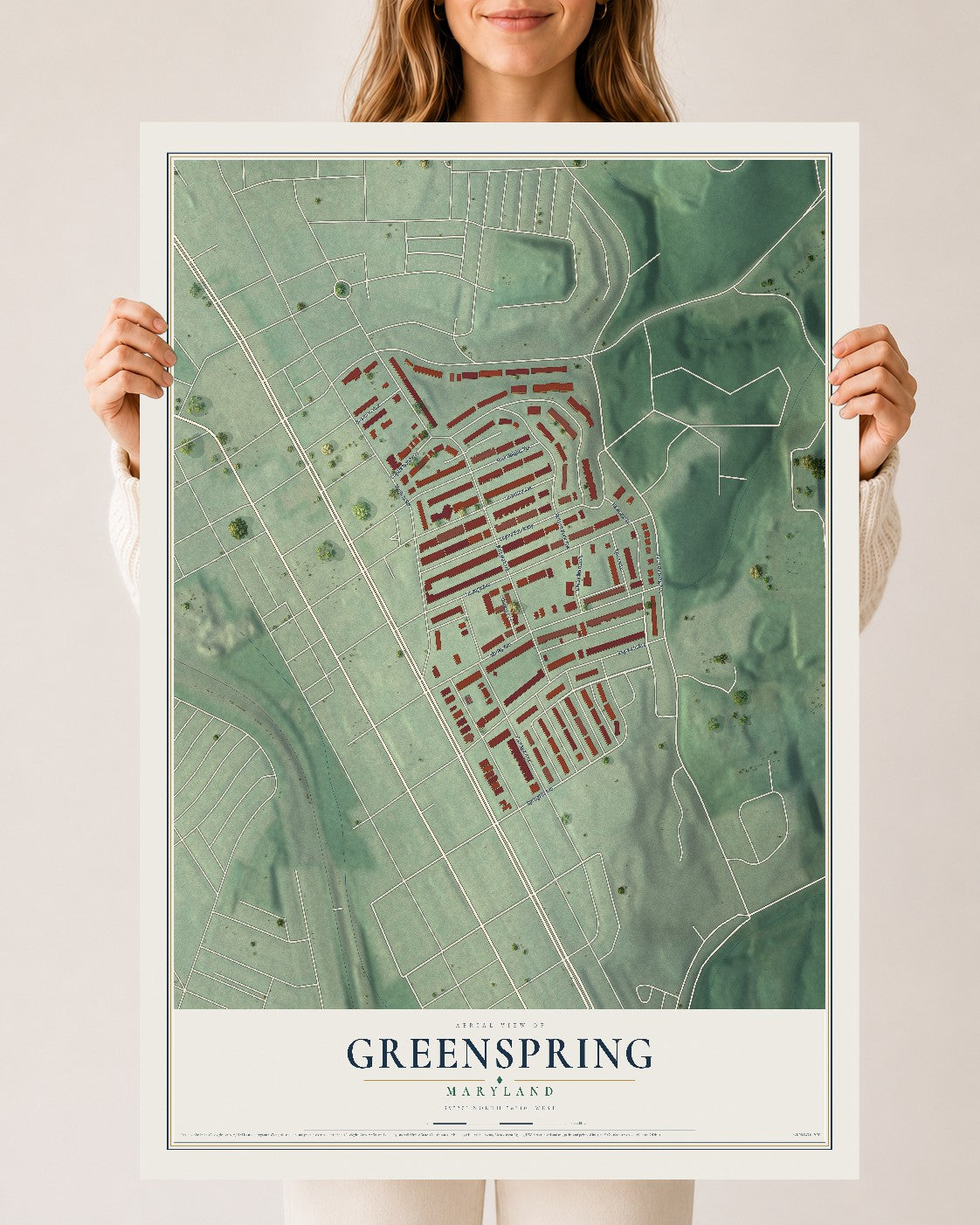 Map of Greenspring, Maryland, 24 x 36 inch unframed archival matte print