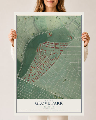 Map of Grove Park, Maryland, 24 x 36 inch unframed archival matte print