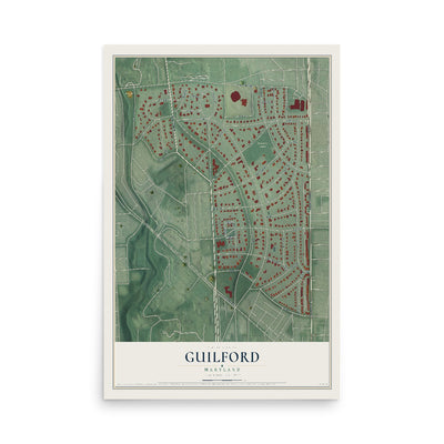 Map of Guilford, Maryland, 12 x 18 inch unframed archival matte print