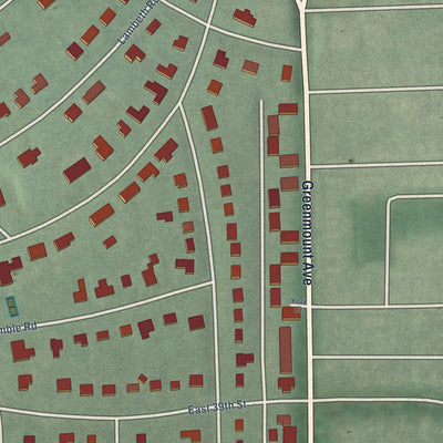 Second close-up of the map of Guilford, Maryland print showing more streets and buildings