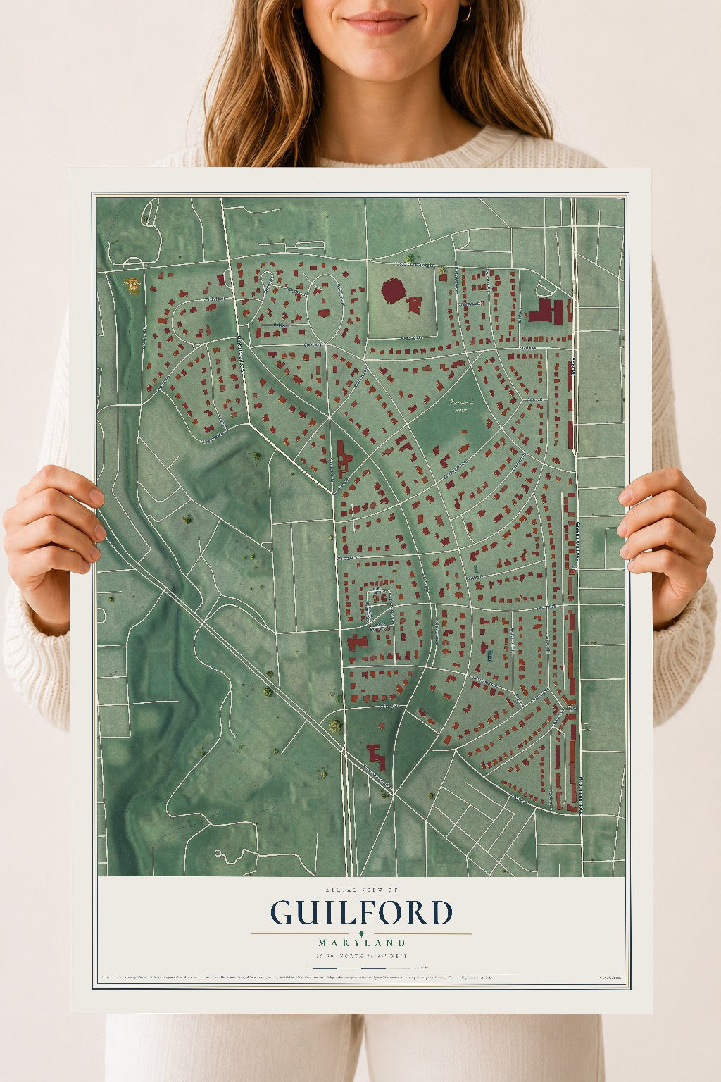 Map of Guilford, Maryland, 18 x 24 inch unframed archival matte print