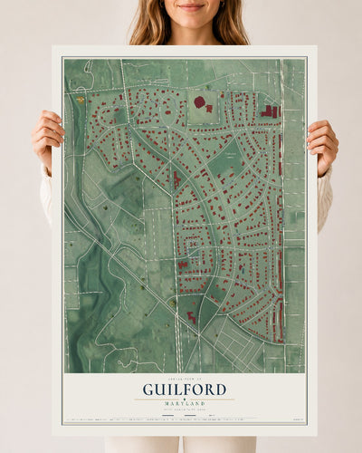 Map of Guilford, Maryland, 24 x 36 inch unframed archival matte print