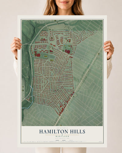 Map of Hamilton Hills, Maryland, 24 x 36 inch unframed archival matte print