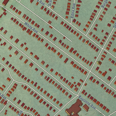 Close-up of the map of Hamilton, Maryland print showing street and building detail