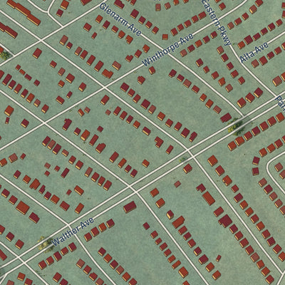 Second close-up of the map of Hamilton, Maryland print showing more streets and buildings