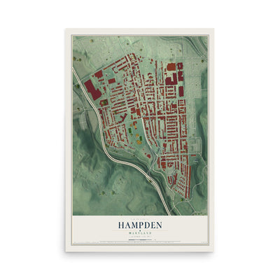 Map of Hampden, Maryland, 12 x 18 inch unframed archival matte print
