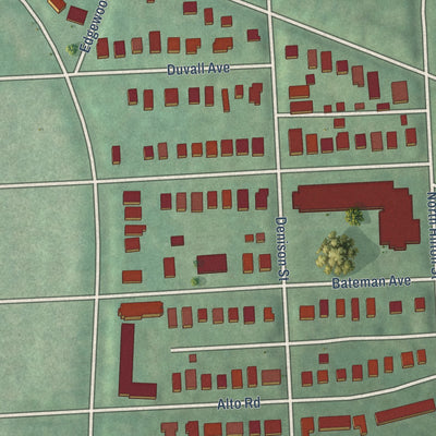 Close-up of the map of Hanlon-Longwood, Maryland print showing street and building detail