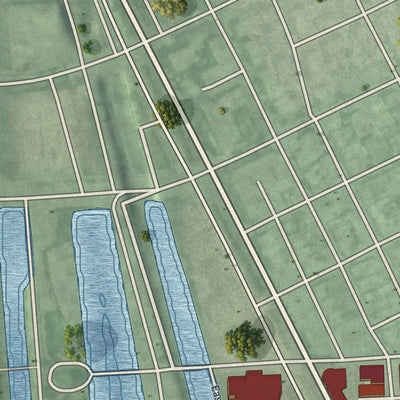Close-up of the map of Harbor East, Maryland print showing street and building detail