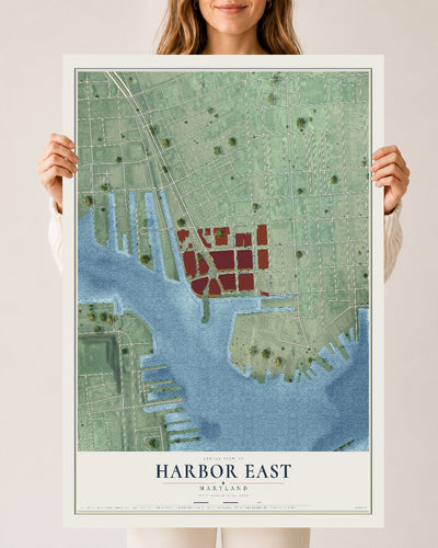 Map of Harbor East, Maryland, 24 x 36 inch unframed archival matte print