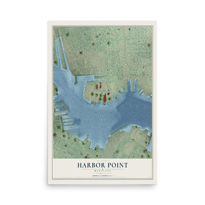 Map of Harbor Point, Maryland, 12 x 18 inch unframed archival matte print