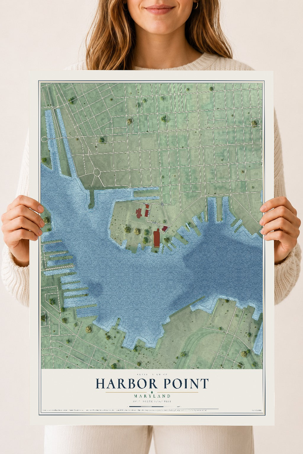 Map of Harbor Point, Maryland, 18 x 24 inch unframed archival matte print