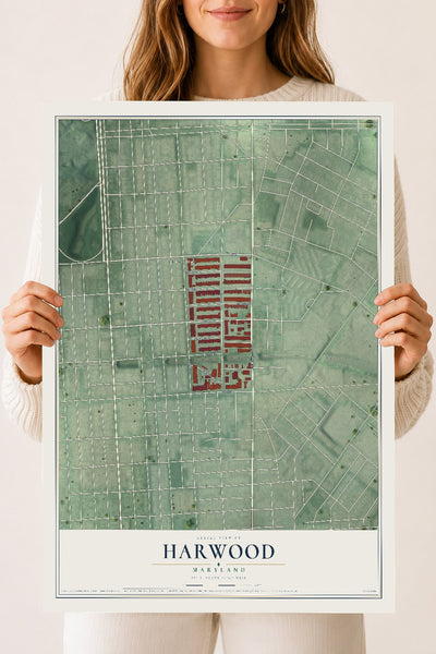 Map of Harwood, Maryland, 18 x 24 inch unframed archival matte print