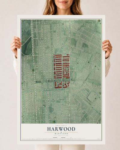 Map of Harwood, Maryland, 24 x 36 inch unframed archival matte print