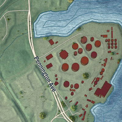 Close-up of the map of Hawkins Point, Maryland print showing street and building detail
