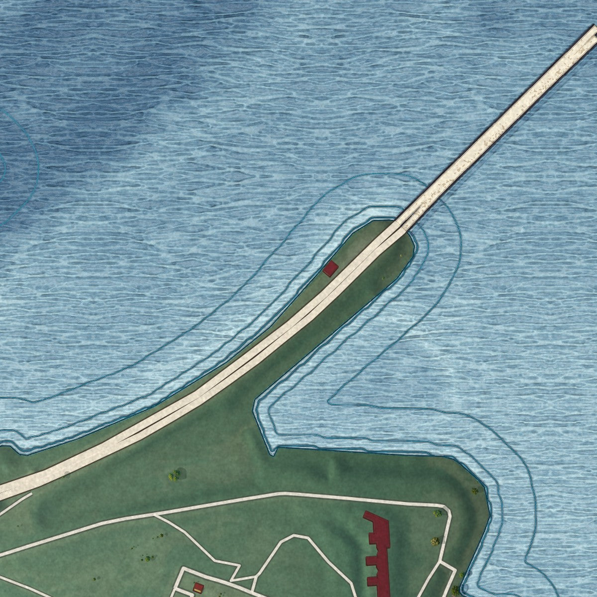 Second close-up of the map of Hawkins Point, Maryland print showing more streets and buildings
