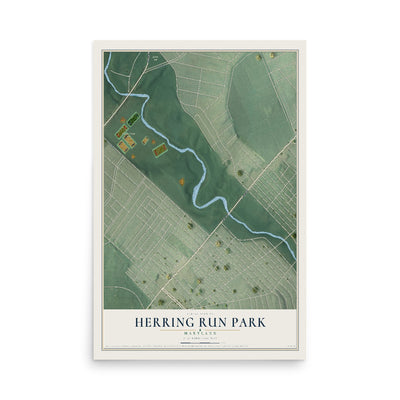 Map of Herring Run Park, Maryland, 12 x 18 inch unframed archival matte print
