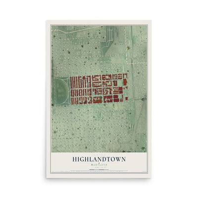 Map of Highlandtown, Maryland, 12 x 18 inch unframed archival matte print
