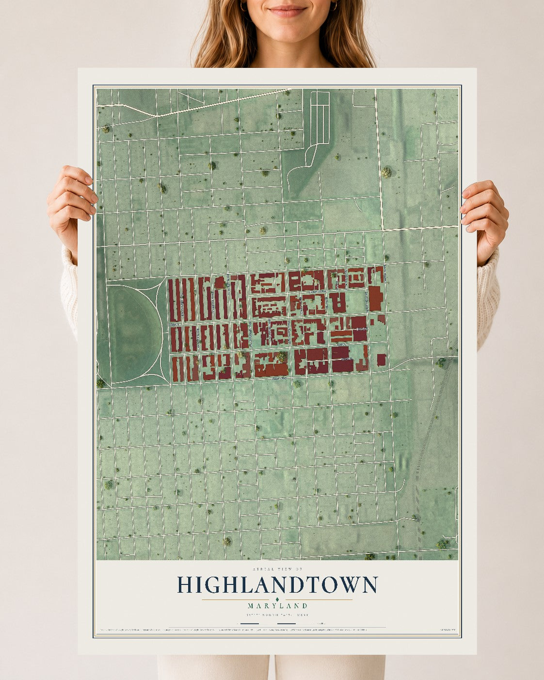 Map of Highlandtown, Maryland, 24 x 36 inch unframed archival matte print
