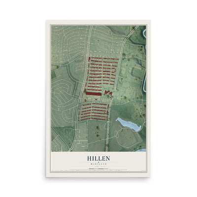 Map of Hillen, Maryland, 12 x 18 inch unframed archival matte print