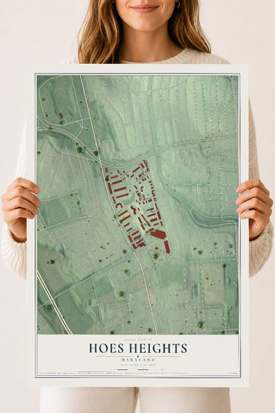 Map of Hoes Heights, Maryland, 18 x 24 inch unframed archival matte print
