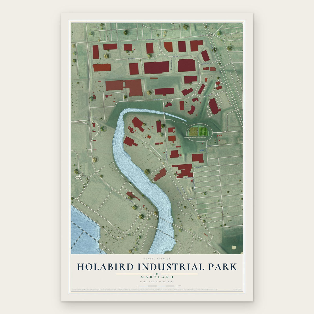 Holabird Industrial Park, Maryland map print, the full design