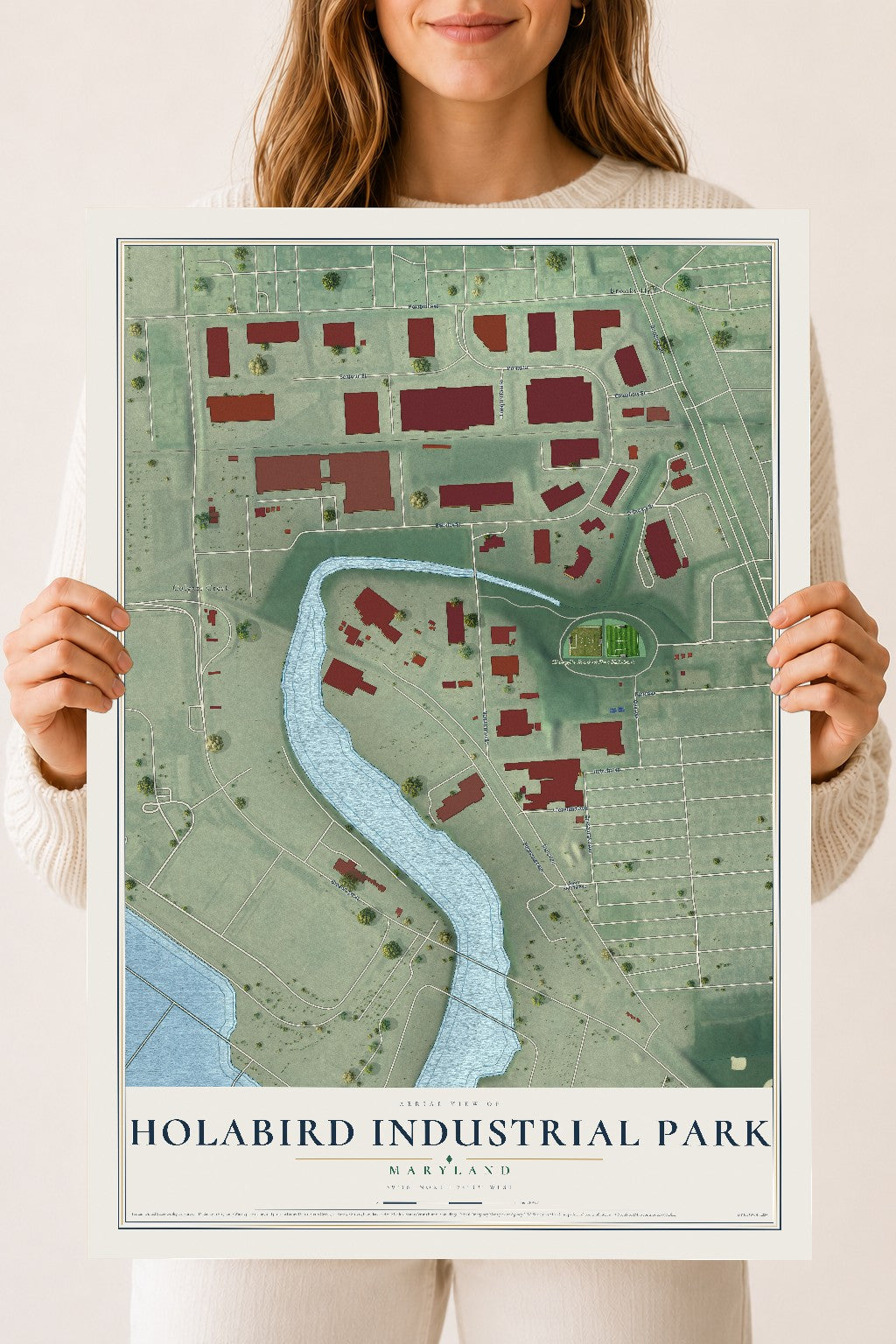Map of Holabird Industrial Park, Maryland, 18 x 24 inch unframed archival matte print