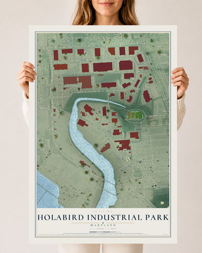 Map of Holabird Industrial Park, Maryland, 24 x 36 inch unframed archival matte print