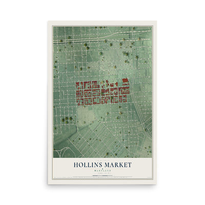Map of Hollins Market, Maryland, 12 x 18 inch unframed archival matte print