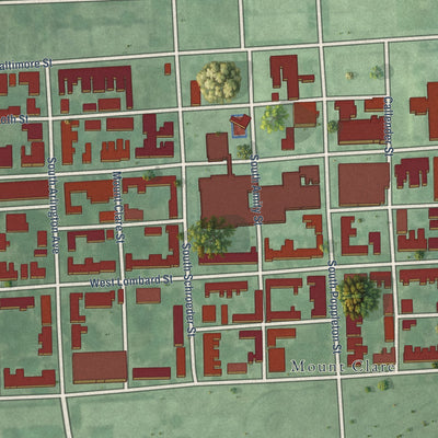 Close-up of the map of Hollins Market, Maryland print showing street and building detail