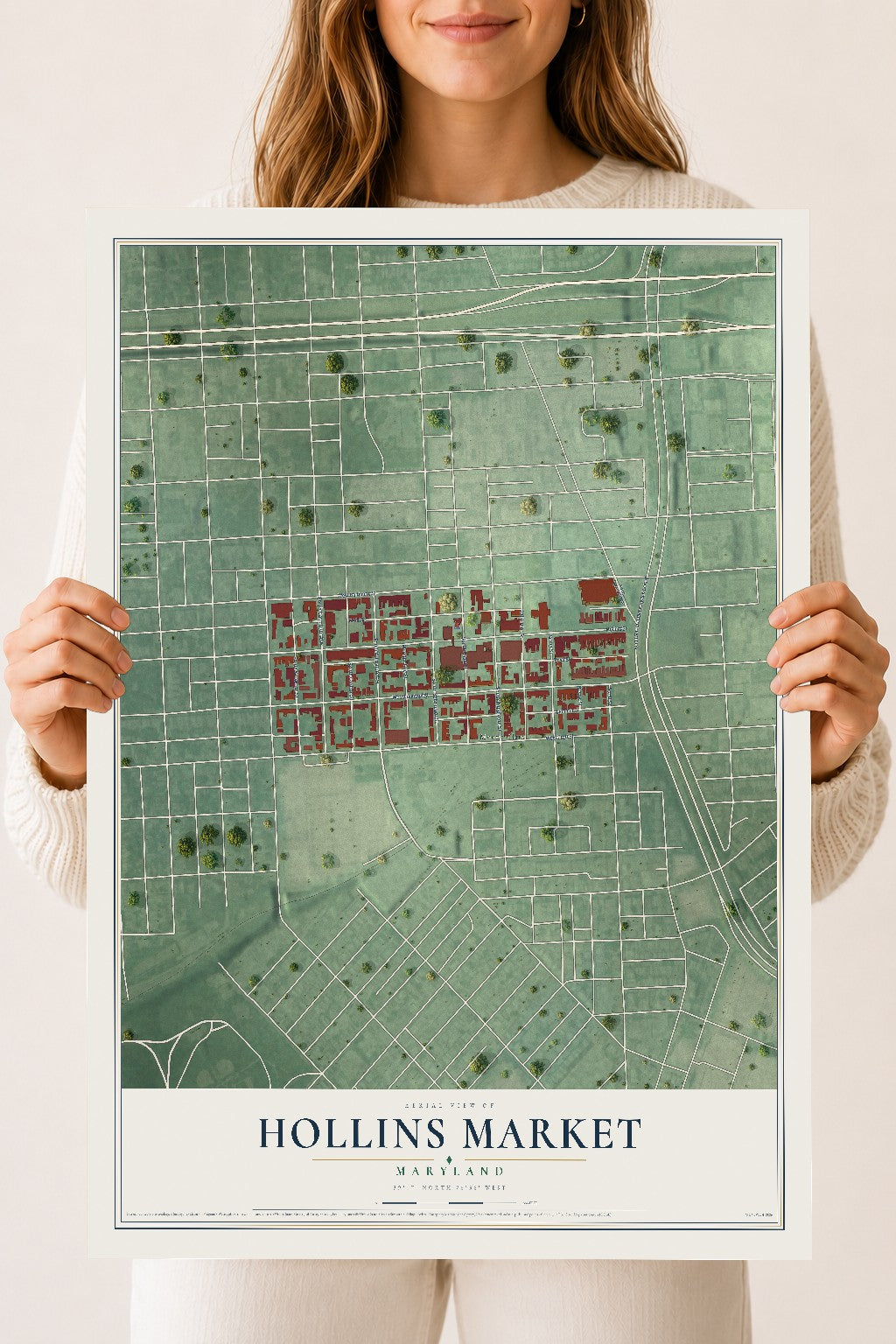 Map of Hollins Market, Maryland, 18 x 24 inch unframed archival matte print